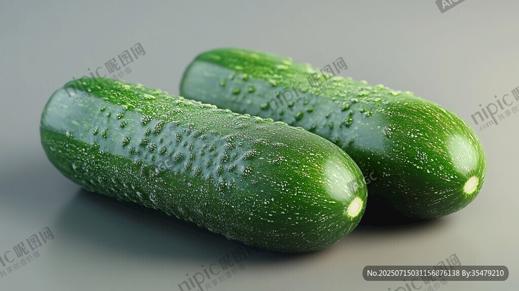 新鮮翠綠的兩根黃瓜