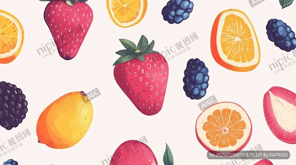 繽紛水果圖案插畫