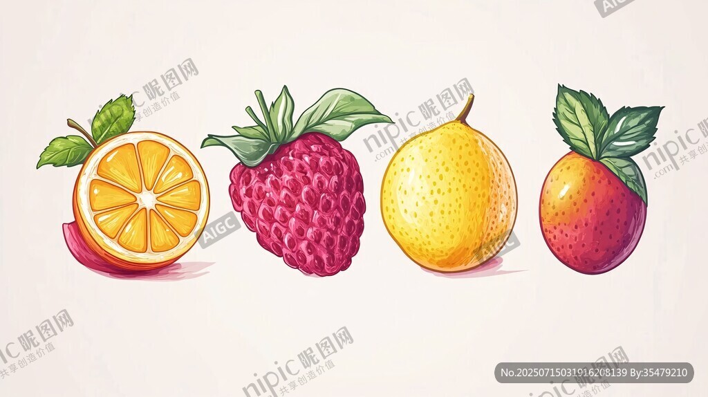 繽紛水果插畫展示