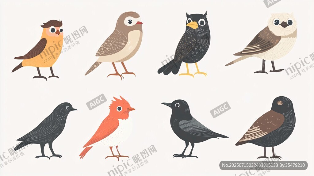 可愛鳥類插畫集合