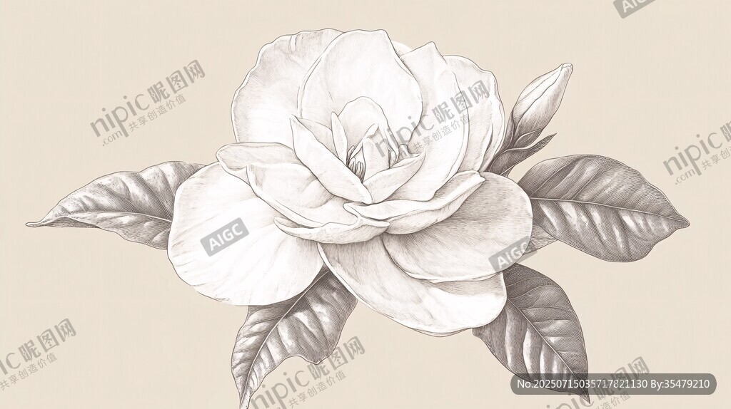 素描梔子花綻放優(yōu)雅
