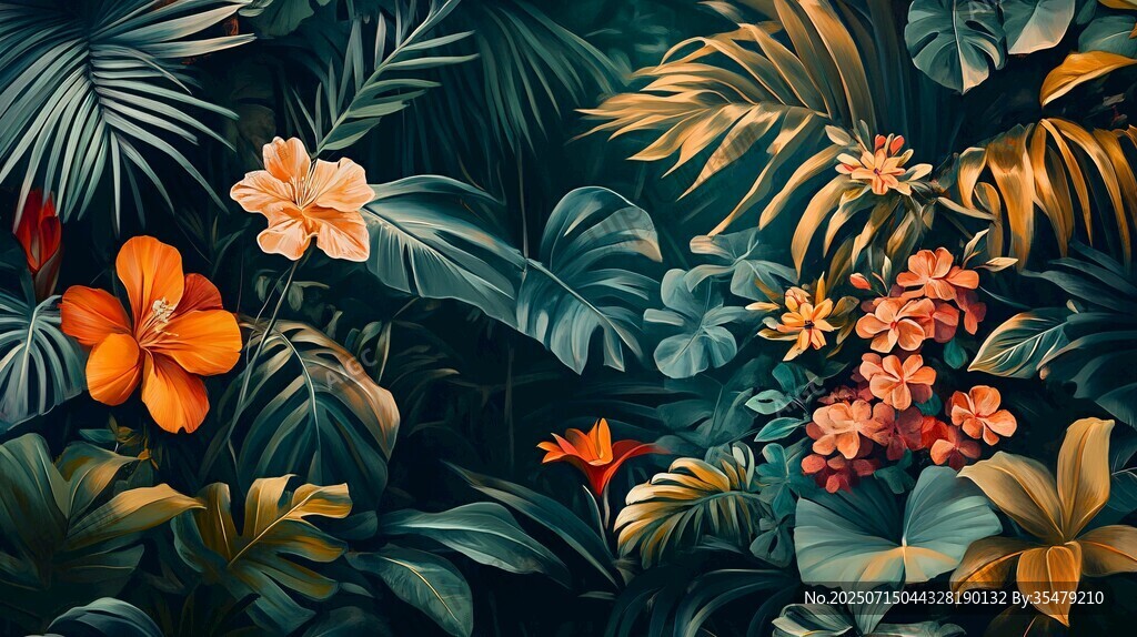 熱帶花卉植物絢麗圖景