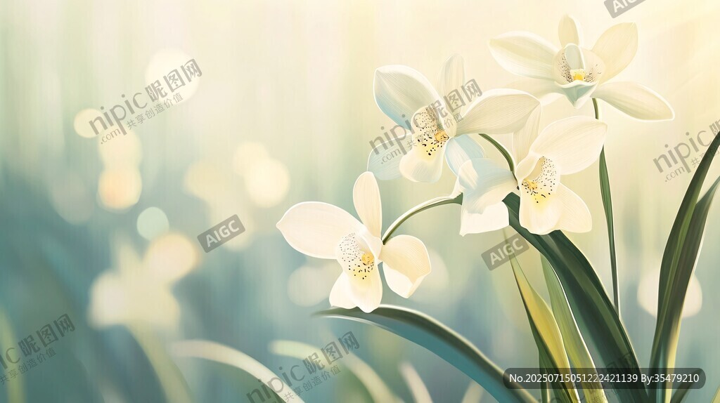 陽(yáng)光下的白色優(yōu)雅蘭花
