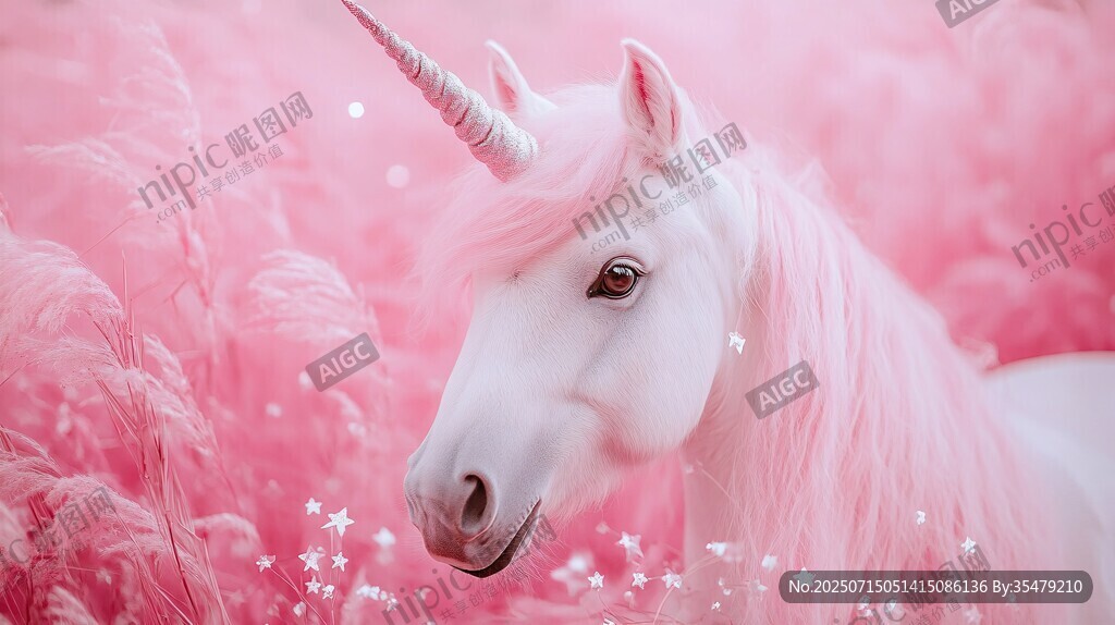 夢幻獨角獸置身粉色世界
