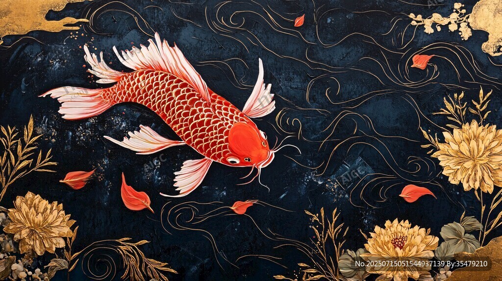 金菊錦鯉圖