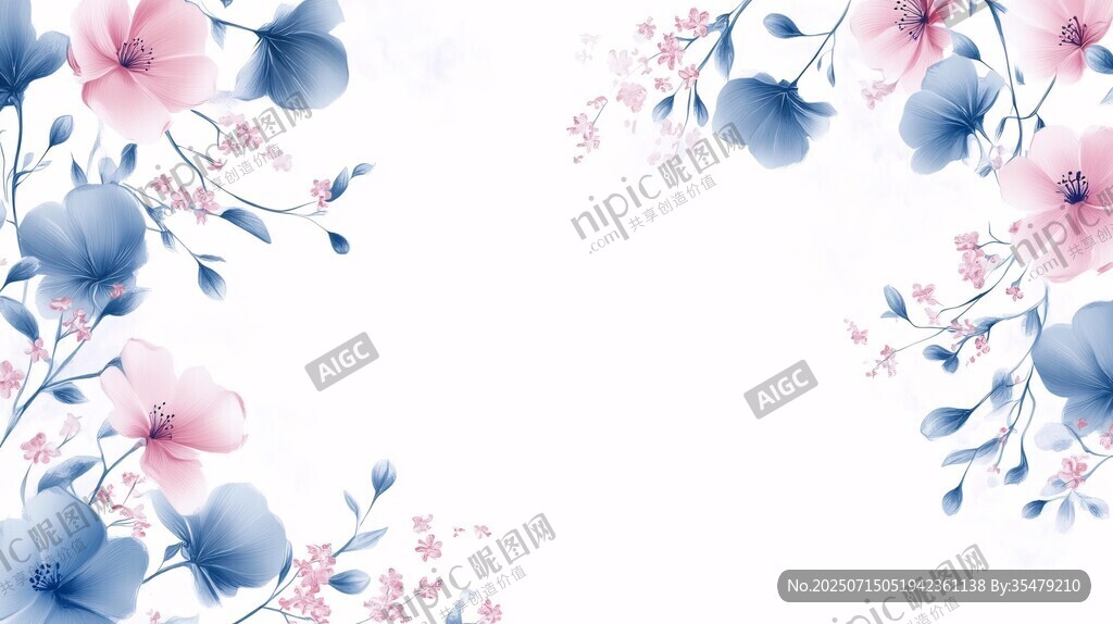 夢(mèng)幻花卉邊框背景圖