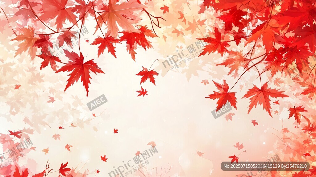 紅楓葉飄背景圖