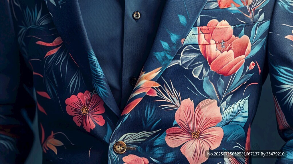 花卉印花西裝細(xì)節(jié)展示