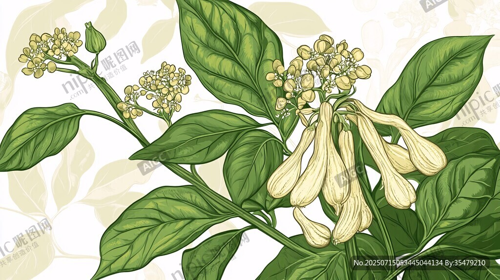 手繪清新花卉植物插畫