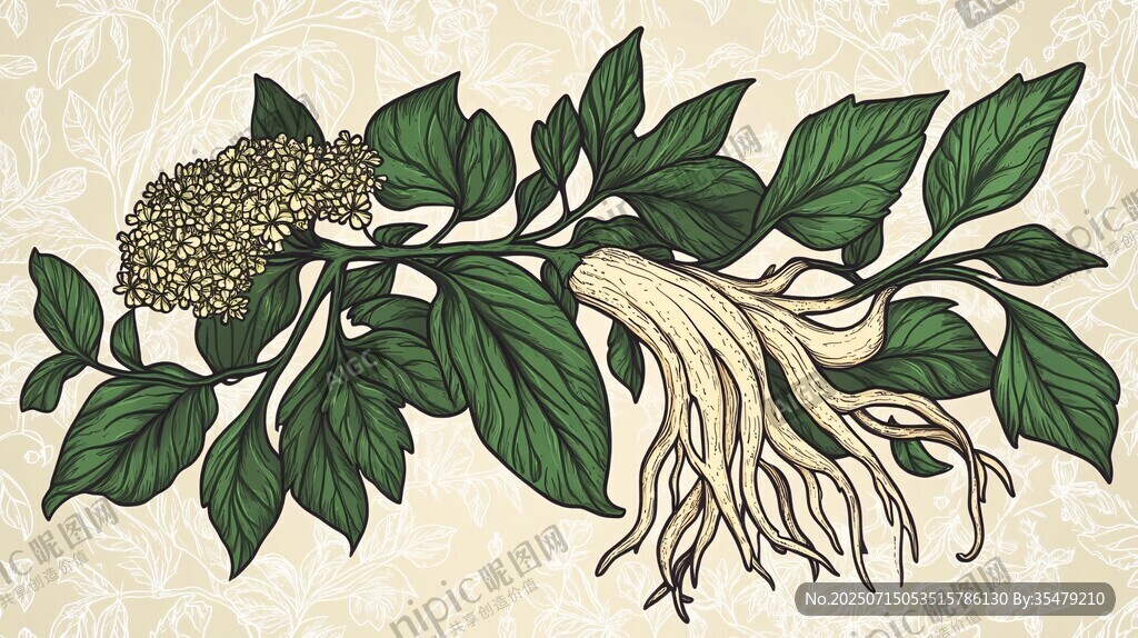 人參植株插畫