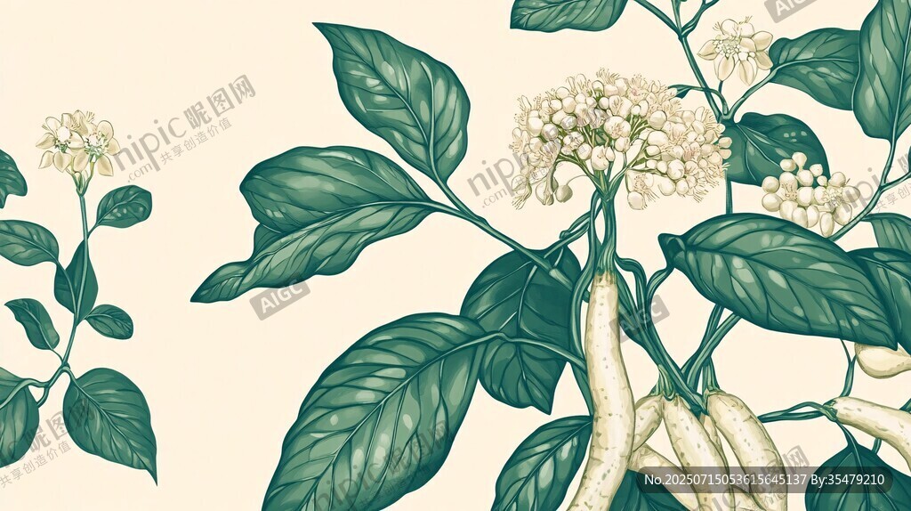 插畫風白蘇植物細節(jié)圖
