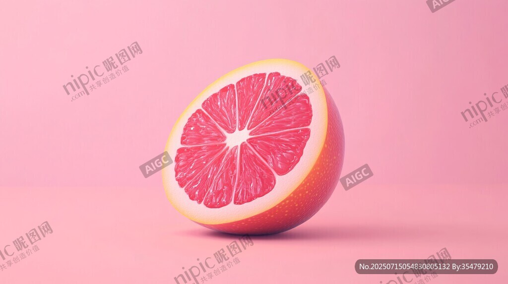 粉紅背景上的半顆西柚