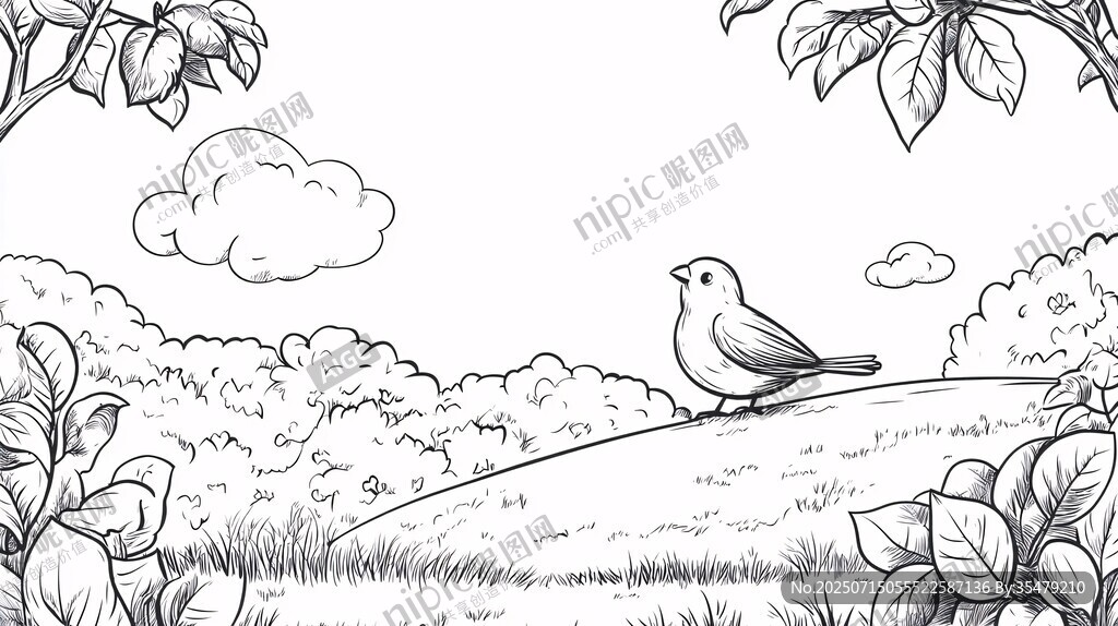 小鳥立于自然風(fēng)景中
