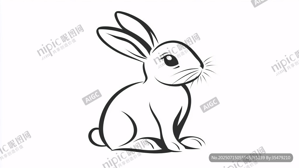 簡約線條風(fēng)坐立小兔子