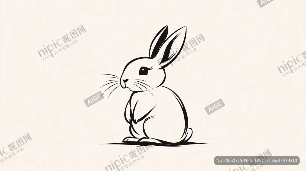 簡約風(fēng)坐姿兔子插畫