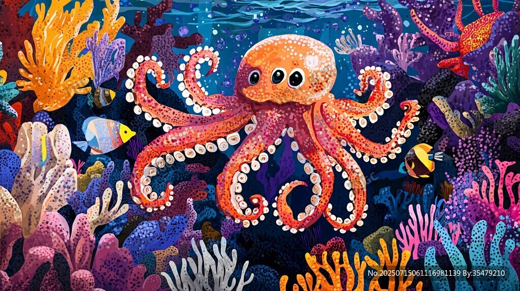 海底章魚的夢(mèng)幻珊瑚世界