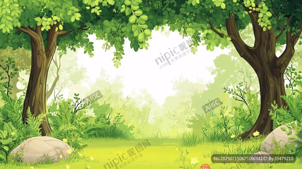 夏日森林清新自然風(fēng)景圖