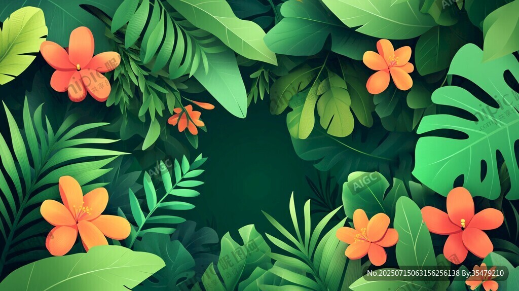 熱帶花卉綠植背景圖