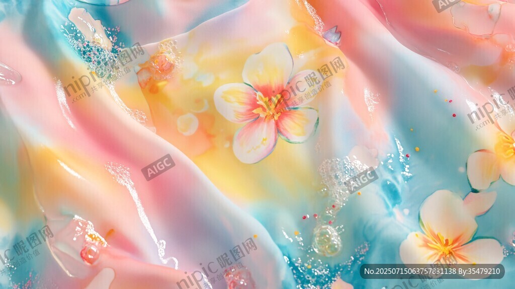 夢(mèng)幻花卉印染多彩絲綢
