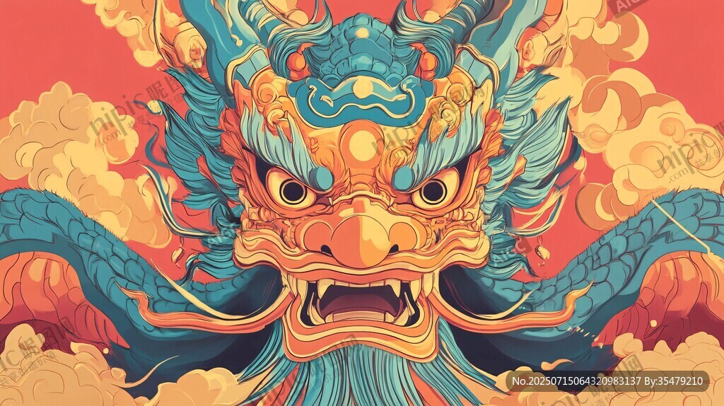 中式龍圖騰 傳統(tǒng)國風(fēng)插畫