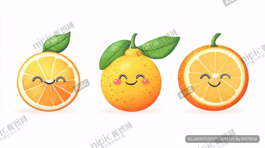 可愛笑臉柑橘三兄弟