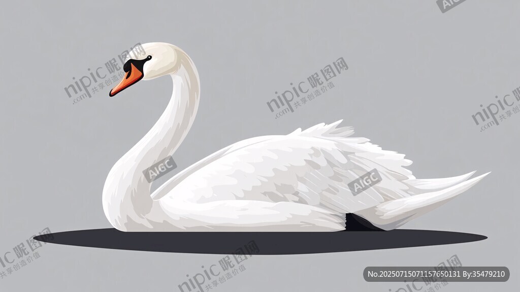 優(yōu)雅白鵝插畫圖