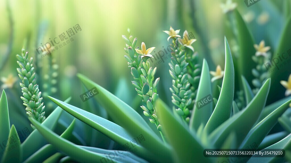 清新綠植綻放黃色小花