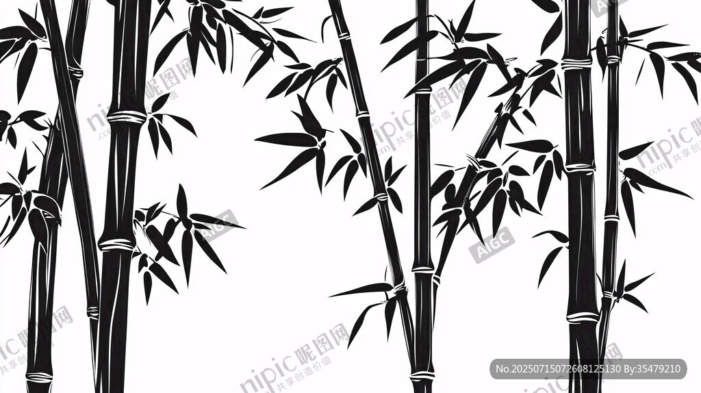水墨風(fēng)竹子插畫