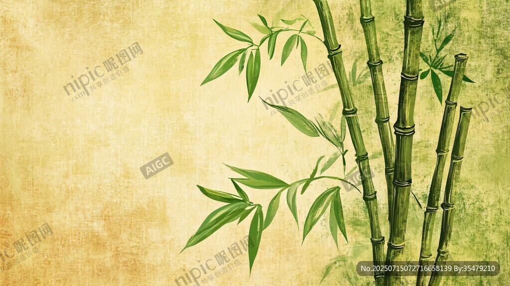 復古風墨竹插畫背景圖