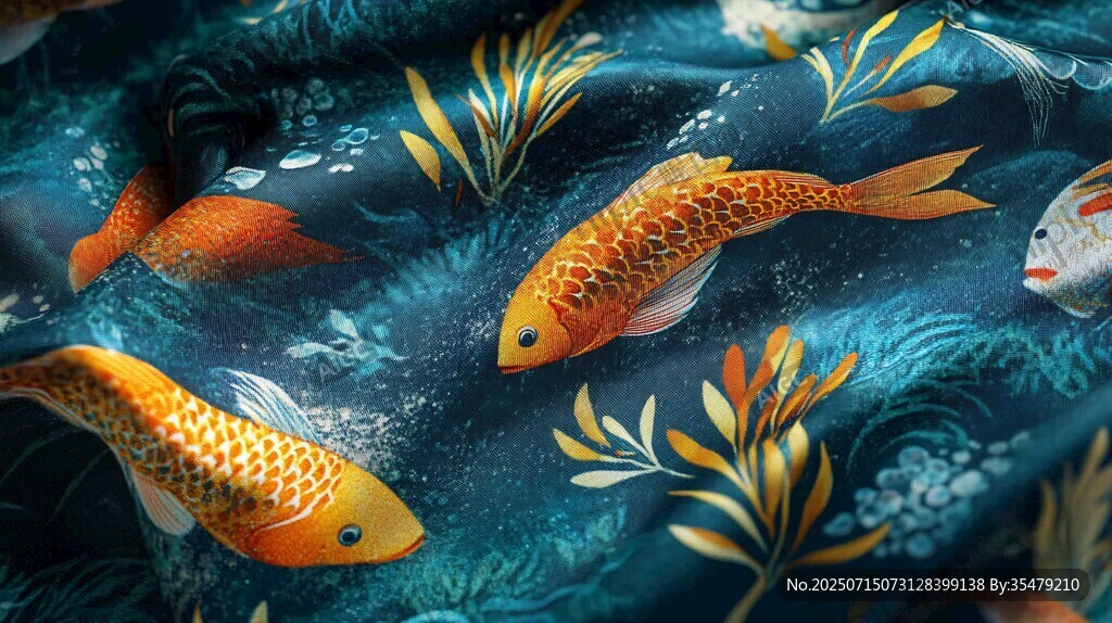 錦鯉魚紋布料 靈動精美