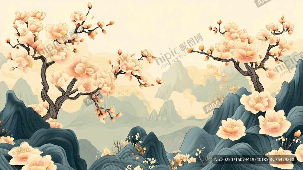 春日山景繁花圖
