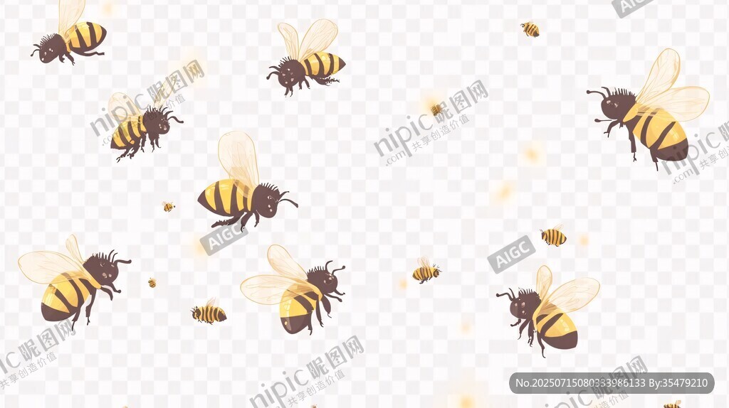 飛舞的蜜蜂插畫素材