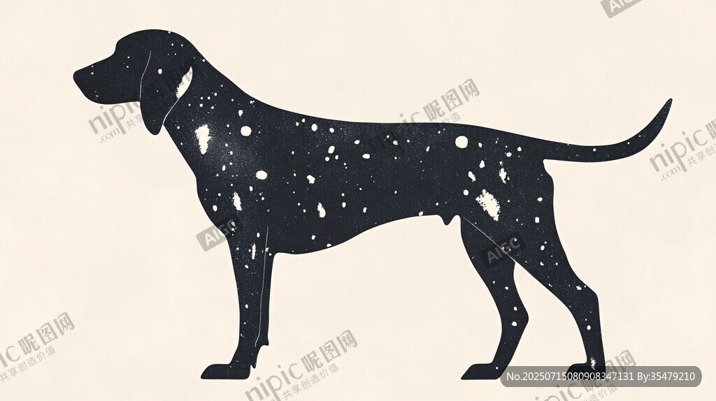 簡約斑點獵犬剪影圖