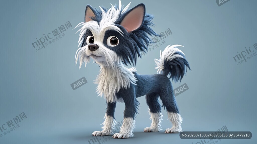可愛黑白風(fēng)卡通小狗形象