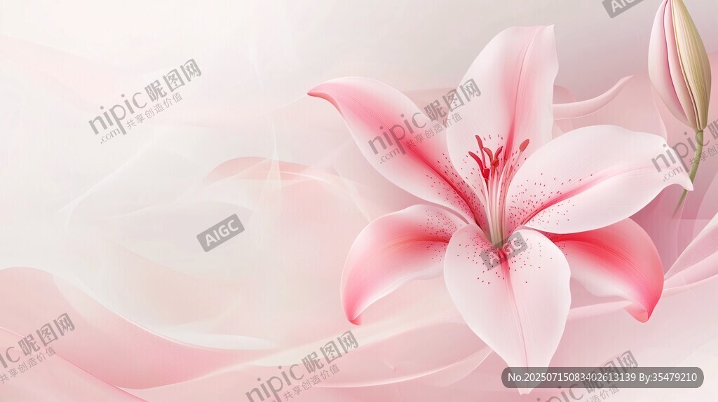 粉色柔美百合花夢幻背景