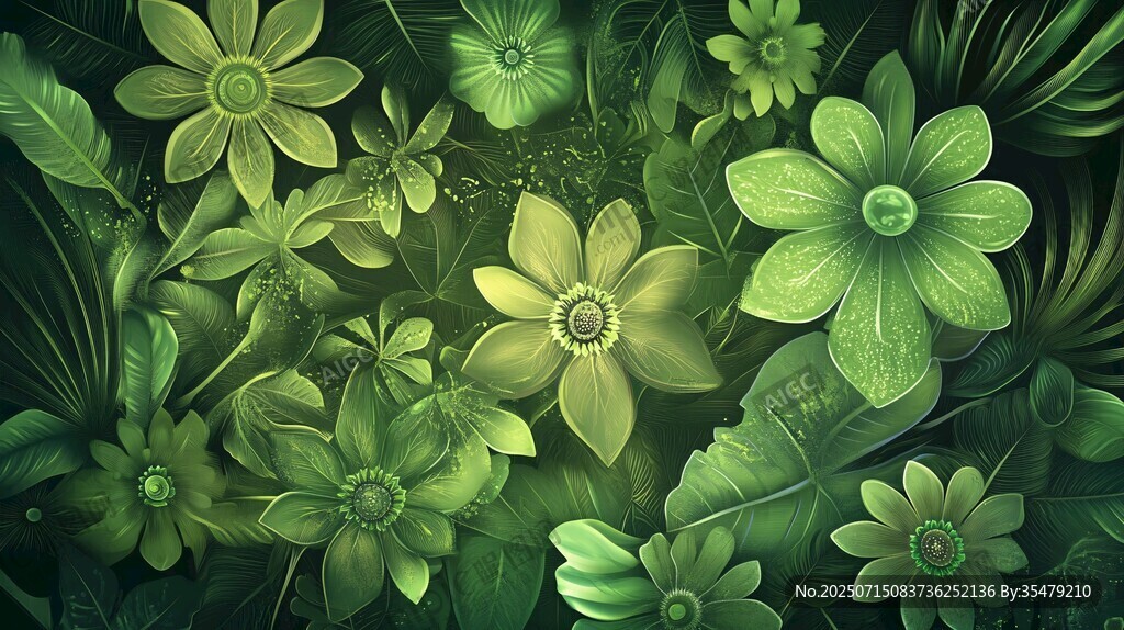 清新綠意花卉植物背景圖