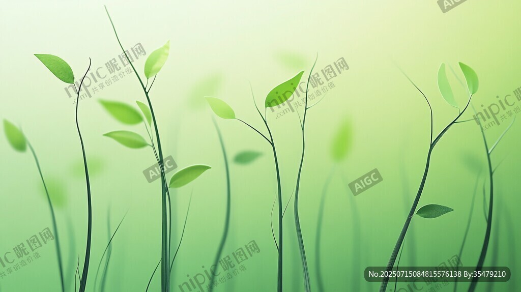 嫩綠新芽清新自然背景