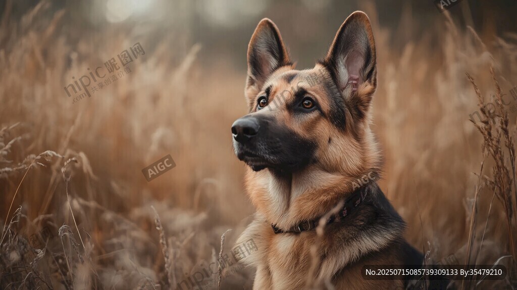 田野中的德國(guó)牧羊犬