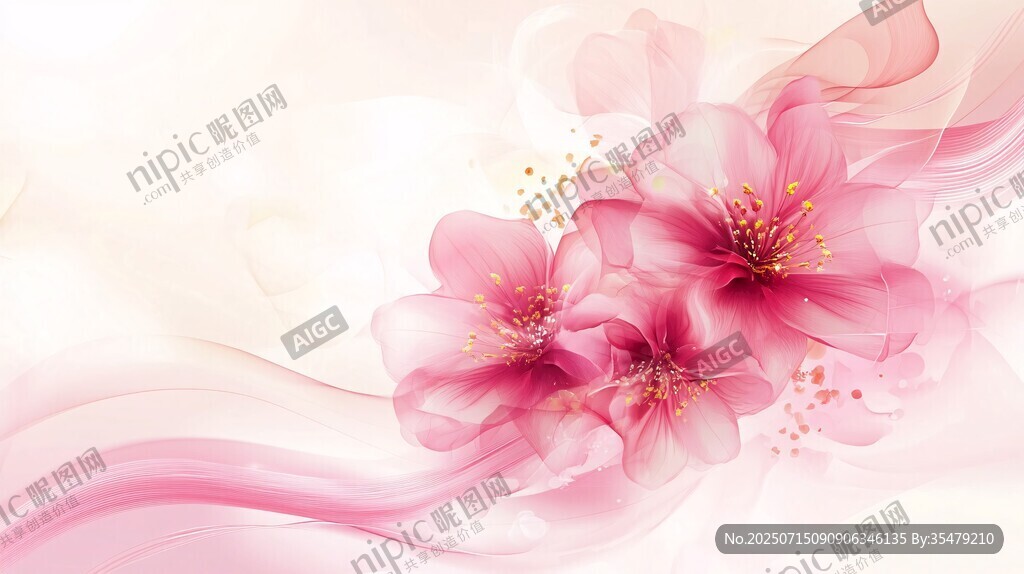 夢(mèng)幻粉色花卉靈動(dòng)背景圖