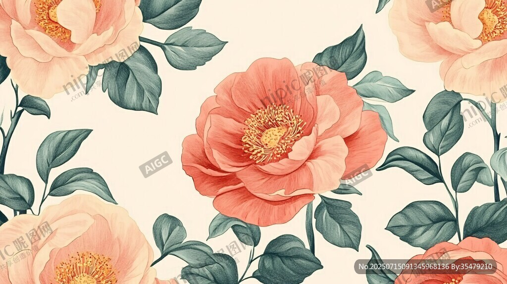 復古風花卉圖案背景圖