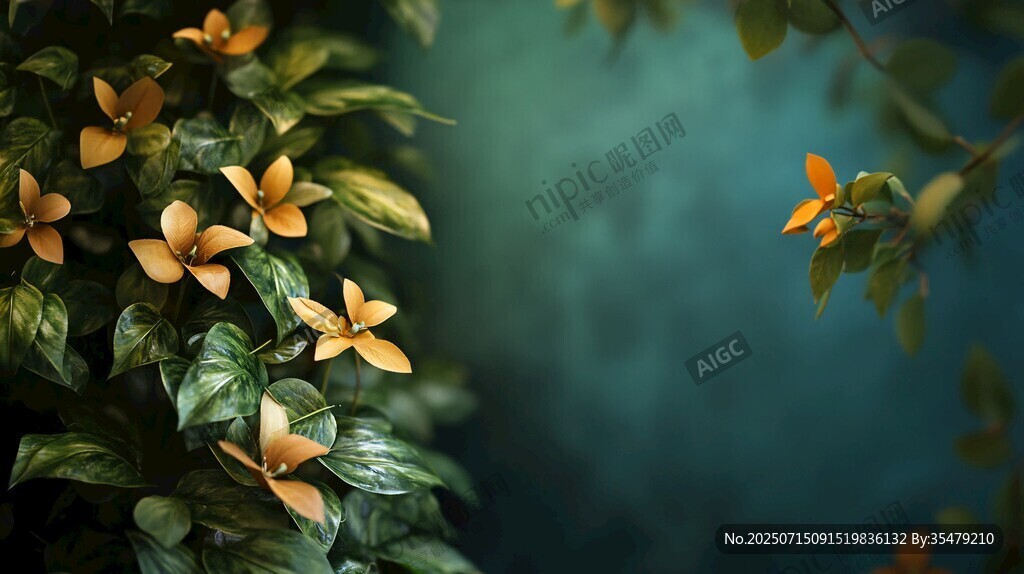 金黃小花點綴翠綠枝葉