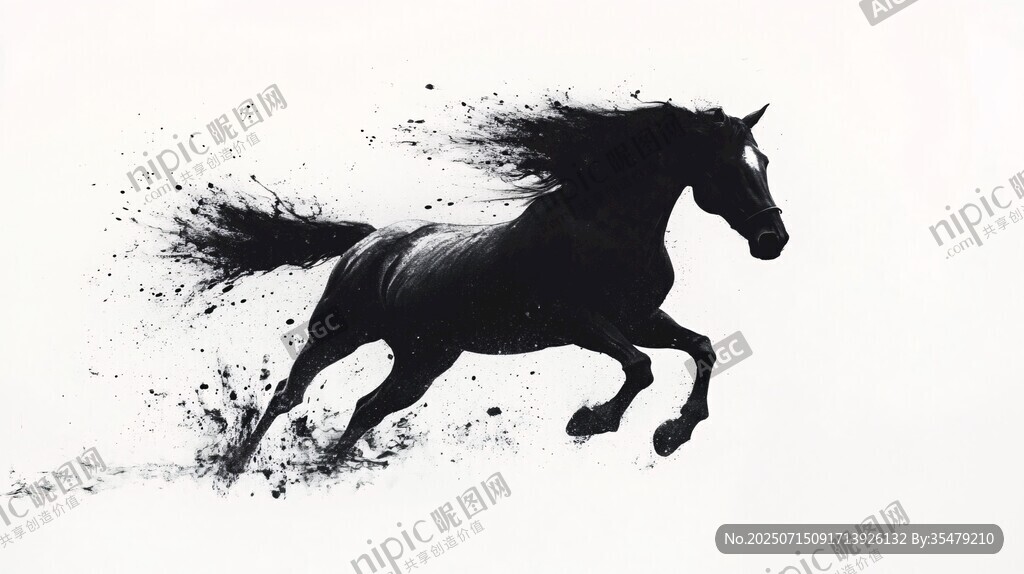 奔馬潑墨圖