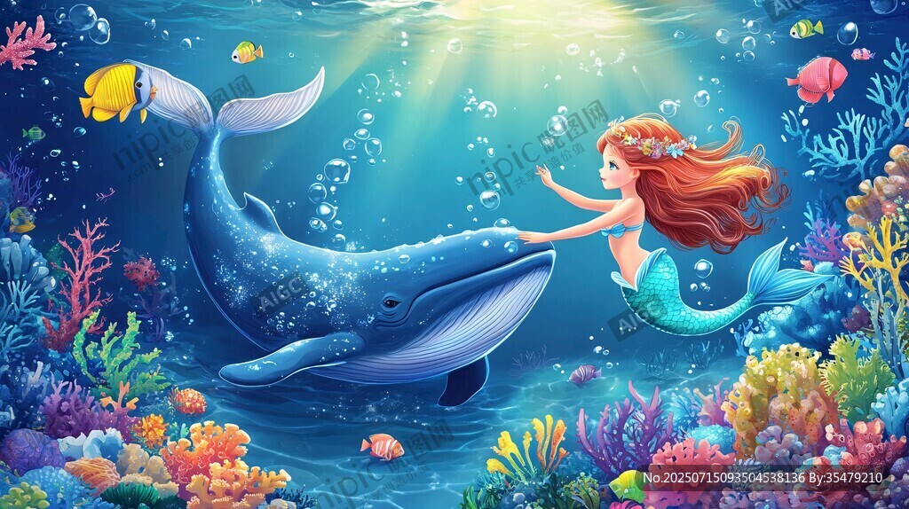 美人魚與鯨魚的海底奇遇