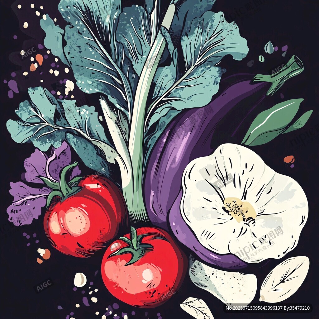 繽紛蔬菜插畫