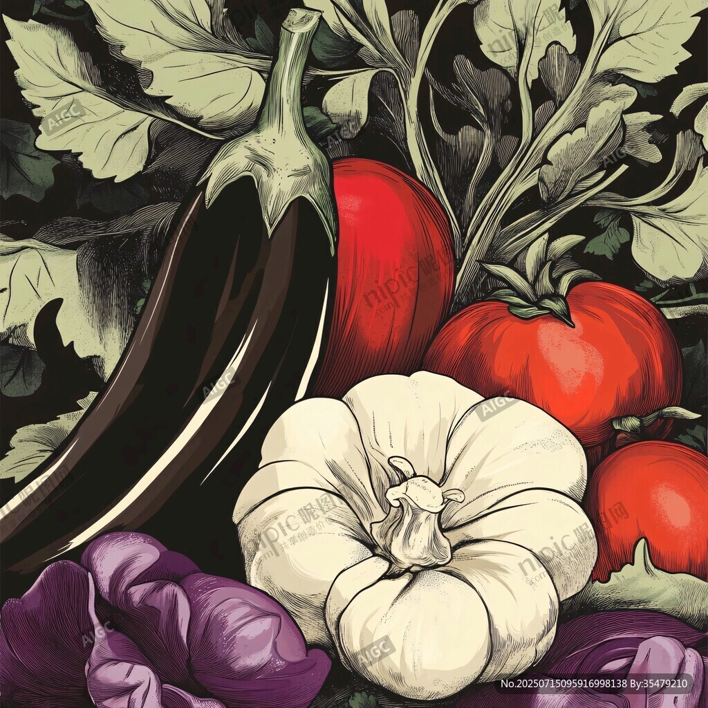 多彩蔬菜插畫