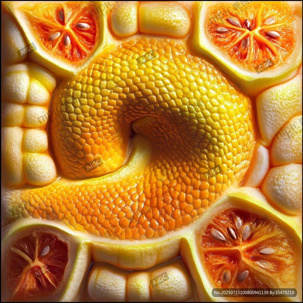 橙瓣中的奇幻蛇形圖案