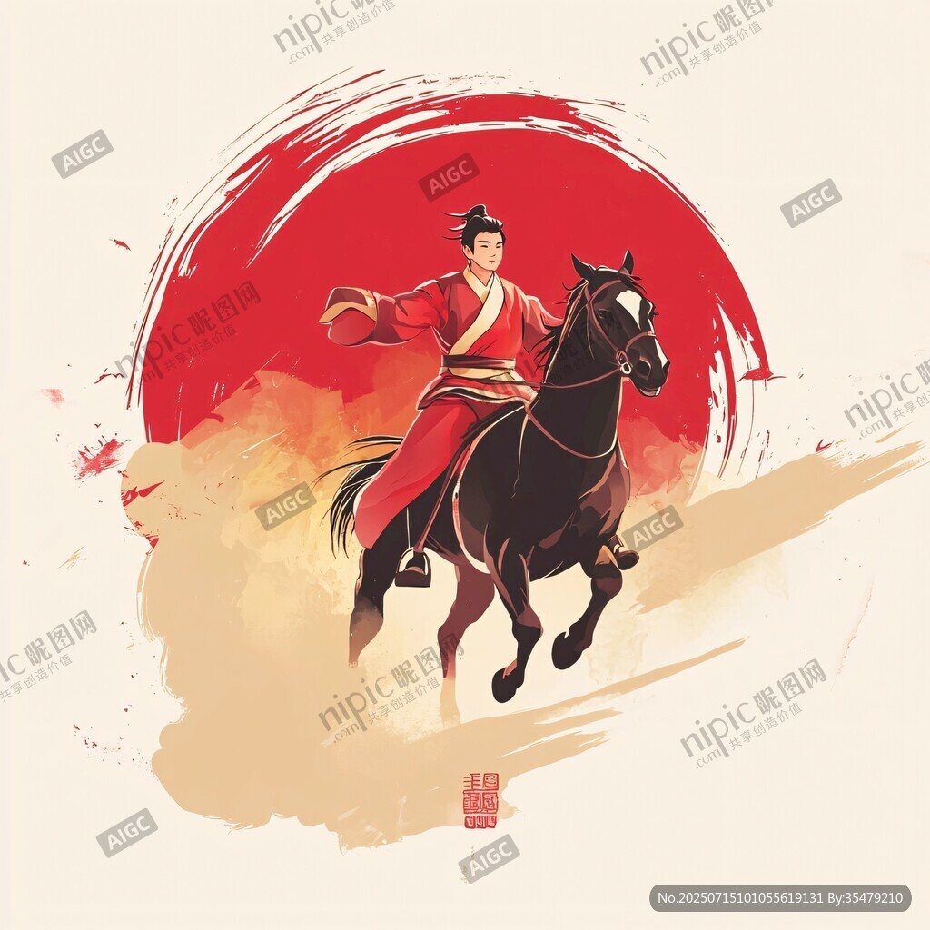 古風俠客策馬奔騰圖