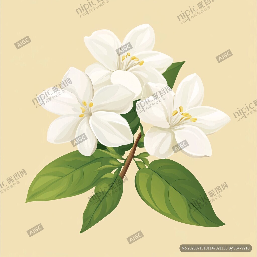 清新綻放的白色茉莉花