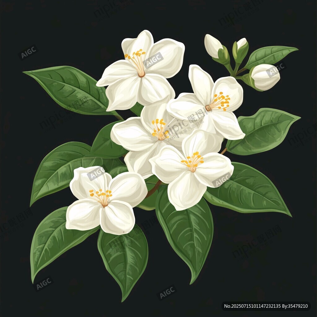 潔白茉莉花插畫(huà)