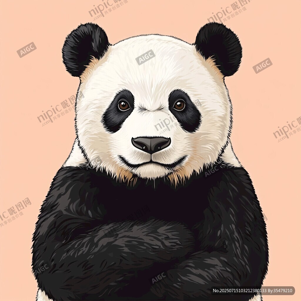 可愛(ài)熊貓抱臂而立
